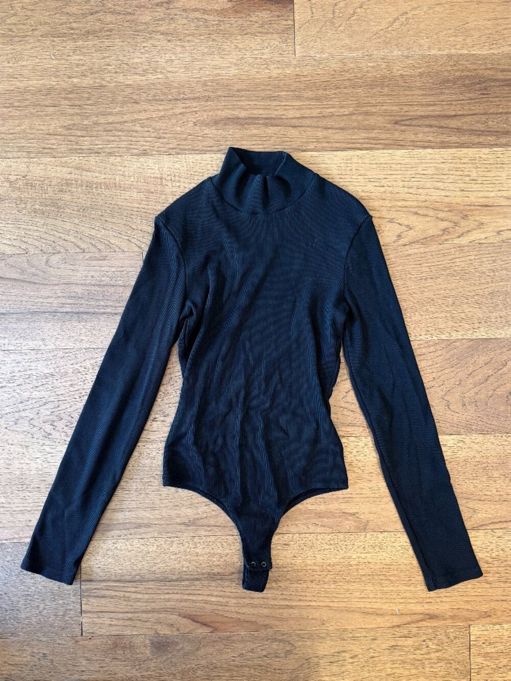 AGOLDE Black Ribbed High Neck/ Mock Neck Long Sleeve Bodysuit Small